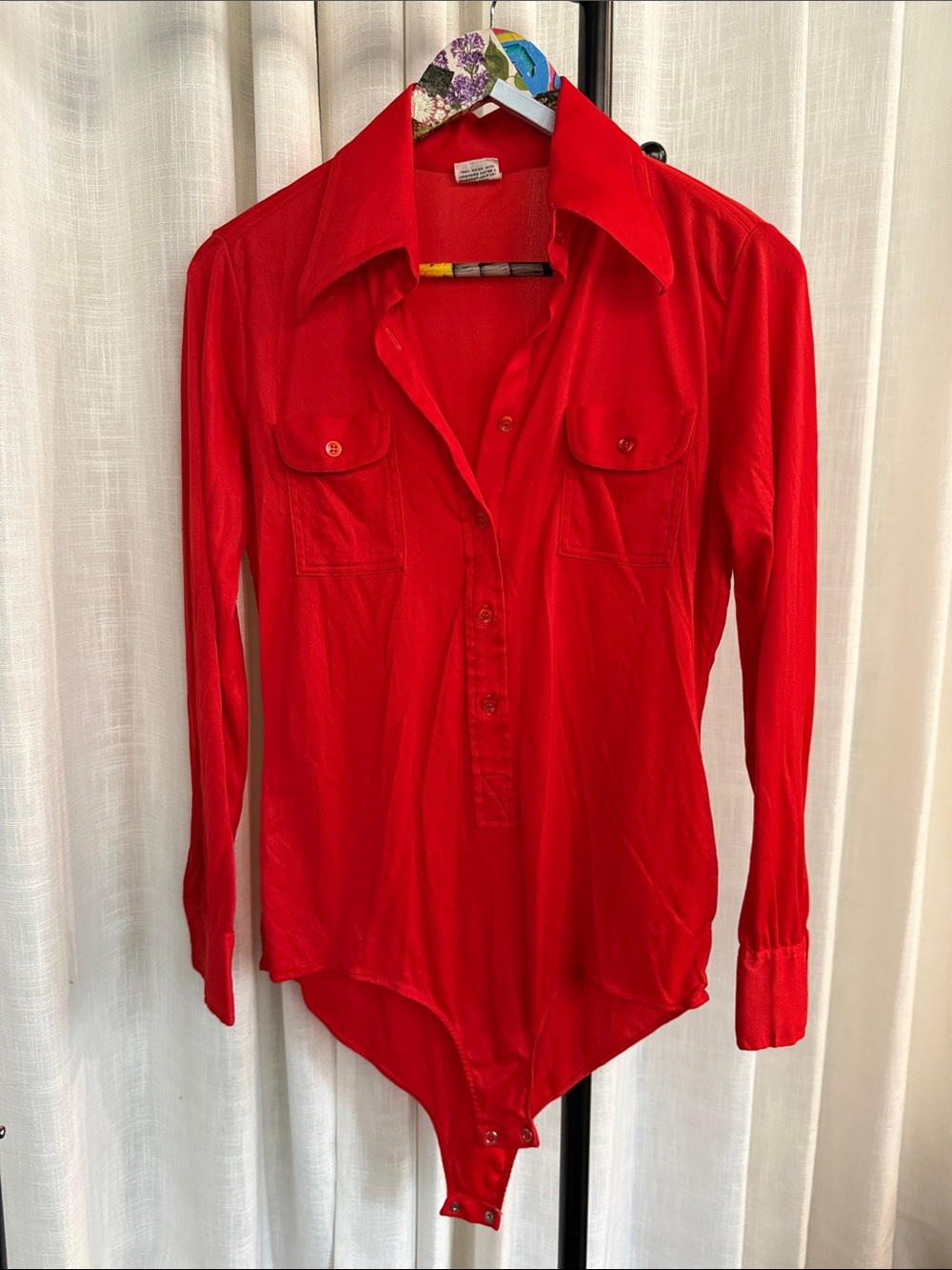 Vintage Red Women's Long-Sleeve “Jumpsuit” Bodysuit